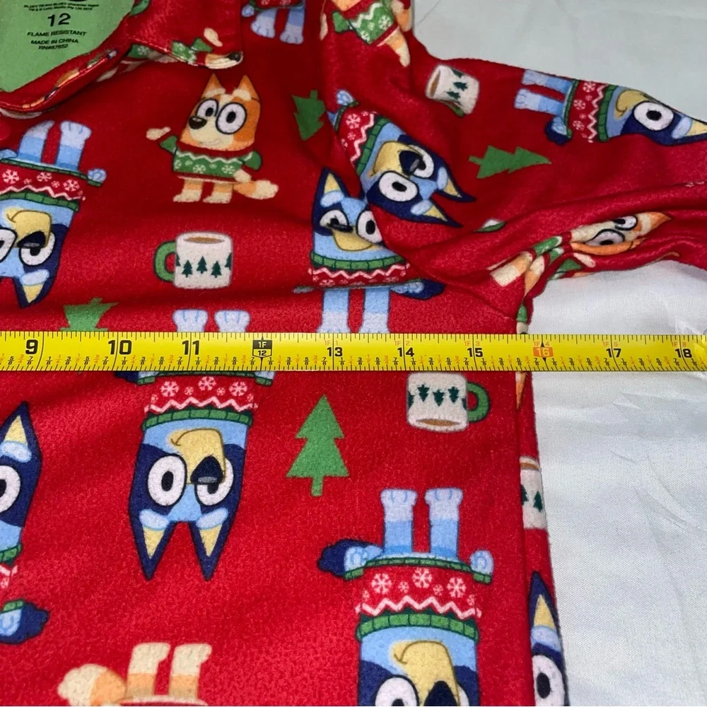 Bluey Christmas Fleece Pajamas Set Red Holiday Bingo Boys Girls Size 12
